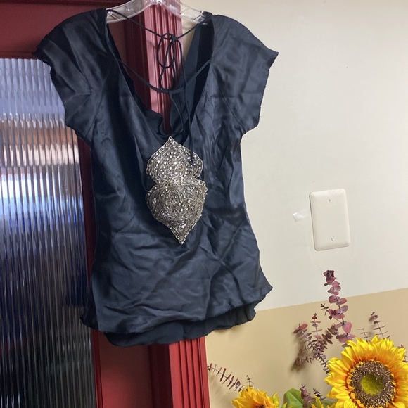 Nicole Miller Collection 💯 Silk Gorgeous Crystal Beading Top NeverUsed - Picture 7 of 16